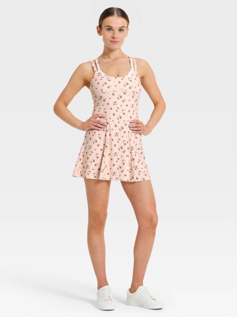 JoyLab Women's Knit Double Layer Active Dress - Light Pink - M